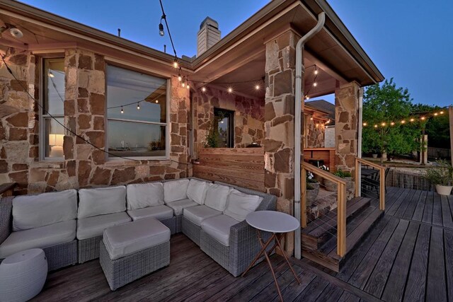 7721 Journeyville Dr, Austin, TX 78735 - wooden terrace featuring an outdoor hangout area