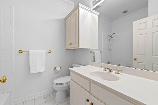 5305 Cuesta Verde, Austin, TX 78746 - bathroom with ornamental molding, vanity, tile patterned floors, and shower / tub combination