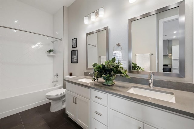 4501 Jackson Ave Unit 5205, Austin, TX 78731 - full bath with toilet, double vanity, shower / bathtub combination, and tile patterned floors