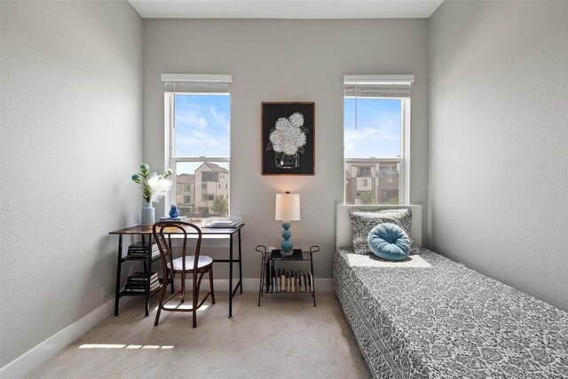 4501 Jackson Ave Unit 5205, Austin, TX 78731 - carpeted bedroom with multiple windows, baseboards, and a textured wall