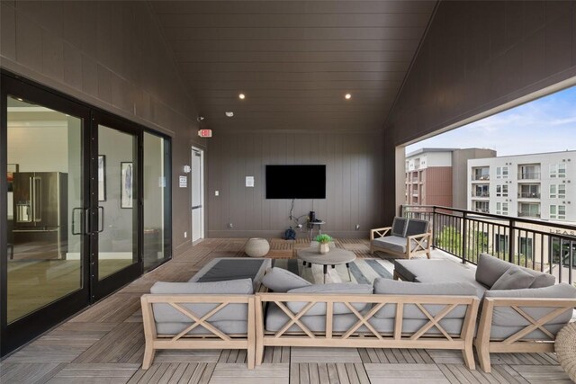 4501 Jackson Ave Unit 5205, Austin, TX 78731 - wooden terrace featuring outdoor lounge area and french doors