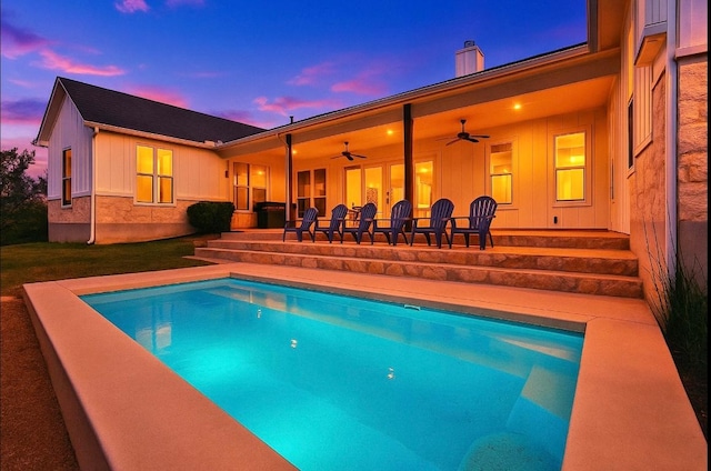 6601 N Lakewoods Dr, Georgetown, TX 78633 - outdoor pool featuring a ceiling fan and a patio