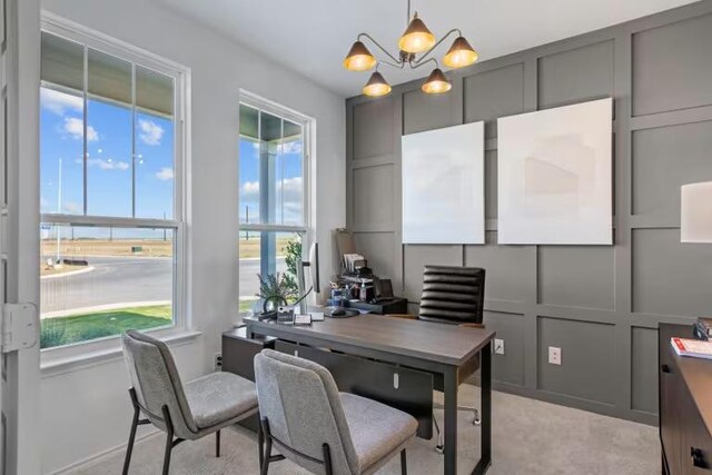 13312 Lapoynor St, Manor, TX 78653 - office area with a chandelier