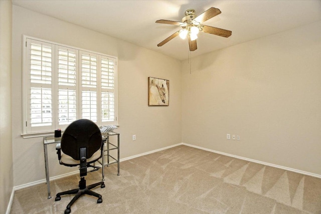 202 Whippoorwill Cv, Georgetown, TX 78633 - carpeted home office featuring plenty of natural light, baseboards, and a ceiling fan