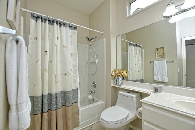 202 Whippoorwill Cv, Georgetown, TX 78633 - bathroom featuring vanity, shower / bath combo, toilet, and tile patterned floors