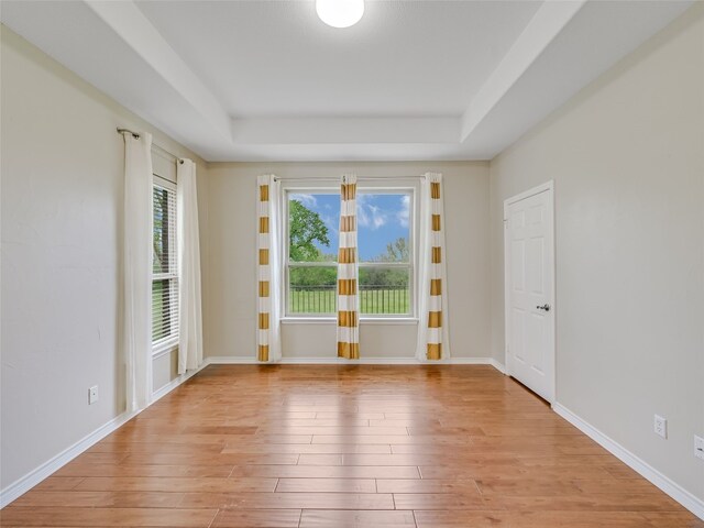 539 Colovista Pkwy Unit C103, Bastrop, TX 78602 - spare room with a raised ceiling, light wood-style floors, and baseboards