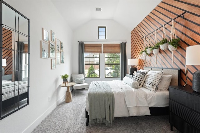 523 Jane Long, San Marcos, TX 78666 - bedroom with lofted ceiling, carpet, and baseboards