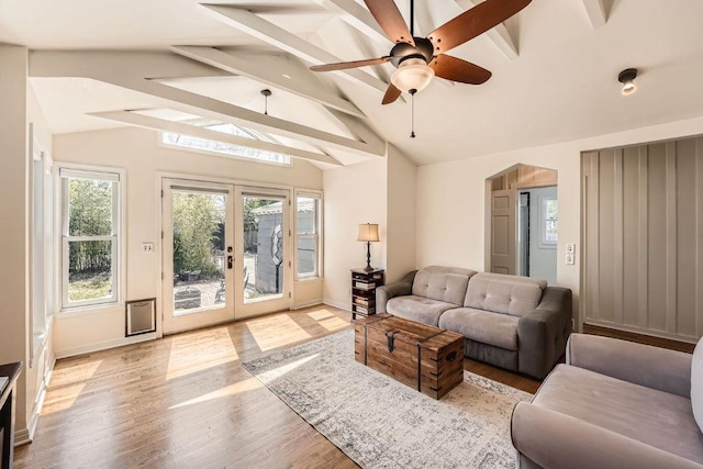 811 E 45th St, Austin, TX 78751 - living area with wood finished floors, french doors, and ceiling fan