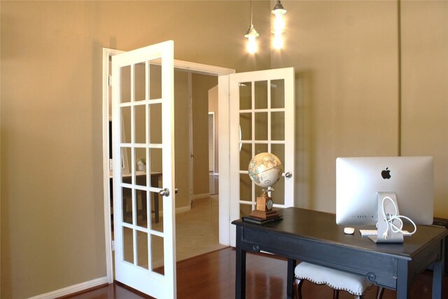 2718 Sun Mountain Dr, Leander, TX 78641 - office area with french doors and wood finished floors
