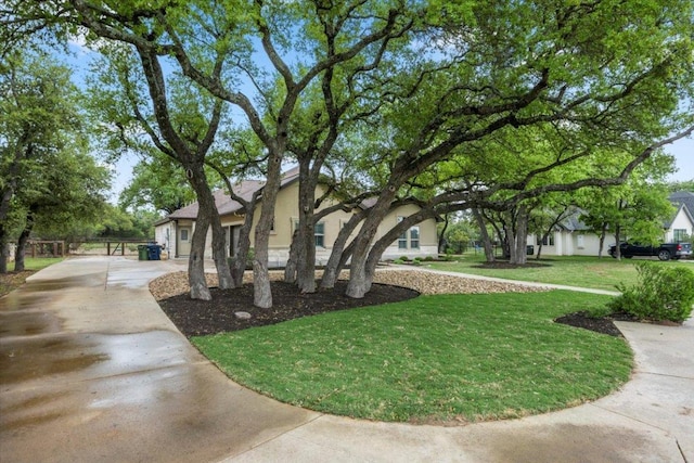 909 Highland Spring Ln, Georgetown, TX 78633 - view of front of property with concrete driveway, a front lawn, and stucco siding