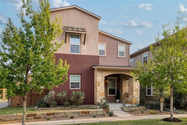 2513 Moreno St, Austin, TX 78723 - view of front of house with stone siding and stucco siding