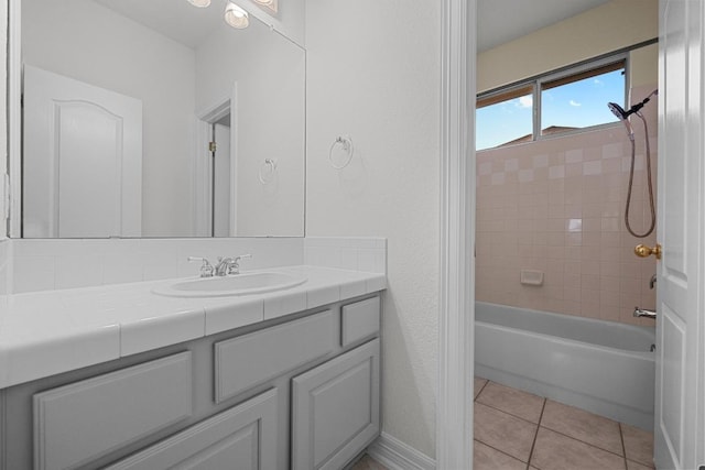 12452 Fairfax Ridge Pl, Austin, TX 78738 - full bathroom with vanity, tile patterned floors, and tub / shower combination