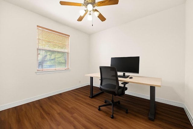 12452 Fairfax Ridge Pl, Austin, TX 78738 - office area with wood finished floors and ceiling fan