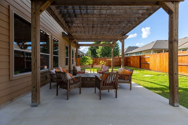3312 Cortes Pl, Round Rock, TX 78665 - fenced backyard featuring outdoor lounge area and a patio