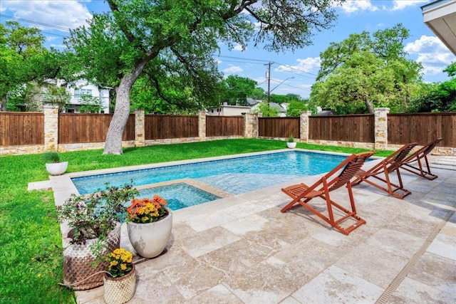 2210 Meadowbrook Dr, Austin, TX 78703 - view of swimming pool with a fenced backyard, an in-ground hot tub, and a patio area