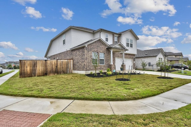 118 Esparza Dr, Bastrop, TX 78602 - view of front facade featuring a garage, brick siding, and driveway