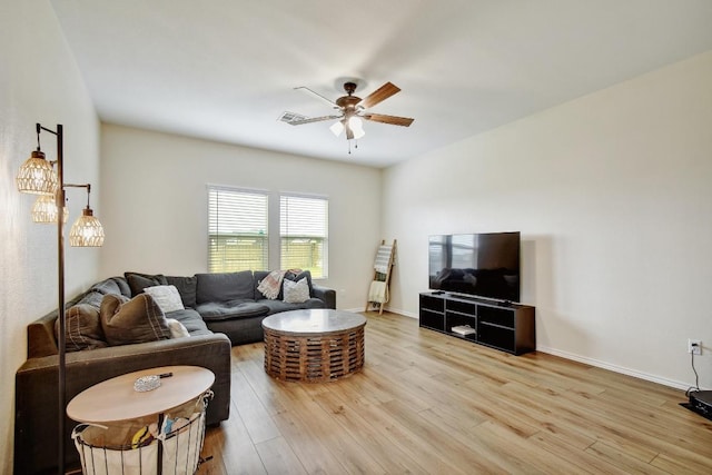 118 Esparza Dr, Bastrop, TX 78602 - living room with ceiling fan and light wood-style flooring