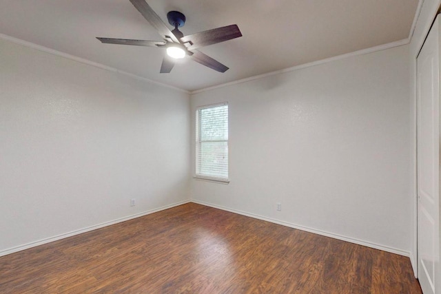 1711 Lloydminister Way, Cedar Park, TX 78613 - empty room with crown molding, wood finished floors, ceiling fan, and baseboards