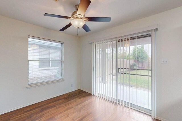 1711 Lloydminister Way, Cedar Park, TX 78613 - empty room with wood finished floors, ceiling fan, and baseboards
