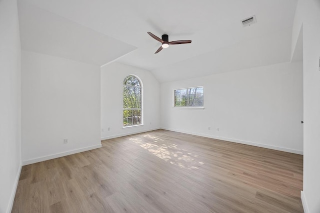 3505 Galena Hills Loop, Round Rock, TX 78681 - spare room with ceiling fan, wood finished floors, and lofted ceiling