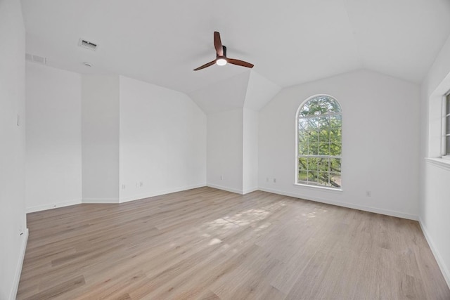 3505 Galena Hills Loop, Round Rock, TX 78681 - unfurnished room featuring a ceiling fan, light wood finished floors, and lofted ceiling