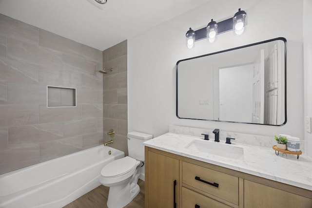 3505 Galena Hills Loop, Round Rock, TX 78681 - bathroom featuring vanity, bathing tub / shower combination, and wood finished floors