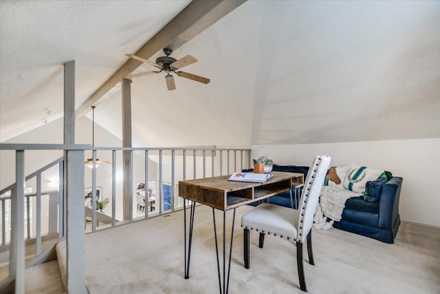 7306 Fireoak Dr, Austin, TX 78759 - carpeted dining area featuring a ceiling fan and a textured ceiling