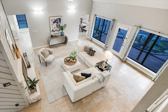 7306 Fireoak Dr, Austin, TX 78759 - living area with stairs and baseboards