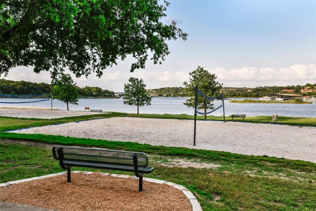 509 Flamingo Blvd, Lakeway, TX 78734 - view of community featuring volleyball court, a yard, and a water view