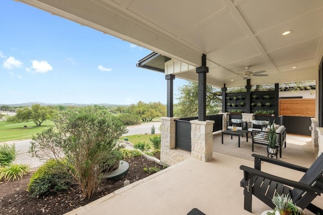 509 Flamingo Blvd, Lakeway, TX 78734 - view of patio / terrace featuring outdoor lounge area and a ceiling fan