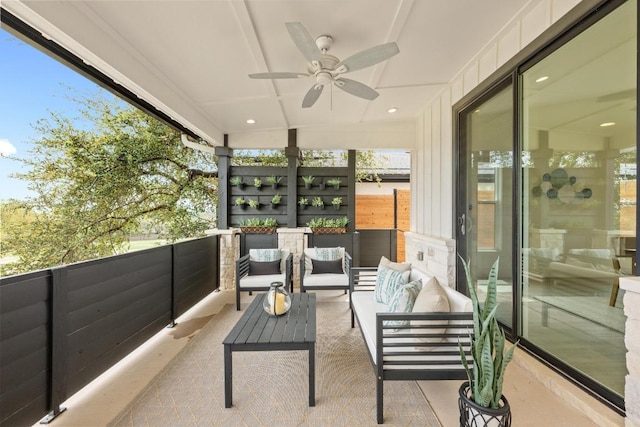 509 Flamingo Blvd, Lakeway, TX 78734 - balcony with an outdoor hangout area and a ceiling fan