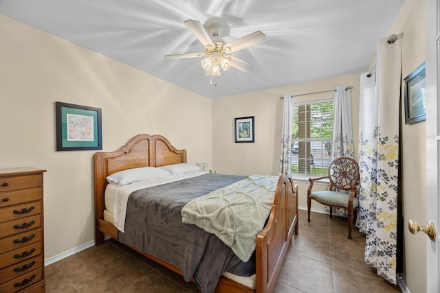 2312 Mcgregor Ln, Cedar Park, TX 78613 - bedroom with baseboards, tile patterned floors, and ceiling fan