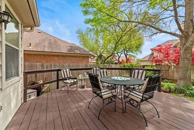 2907 Briona Wood Ln, Cedar Park, TX 78613 - wooden deck featuring outdoor dining area and a fenced backyard