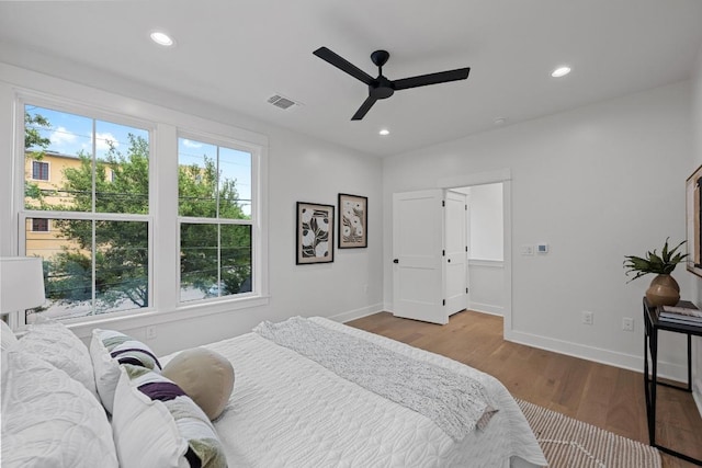1906 Willow St Unit 2, Austin, TX 78702 - bedroom featuring wood finished floors, recessed lighting, and a ceiling fan