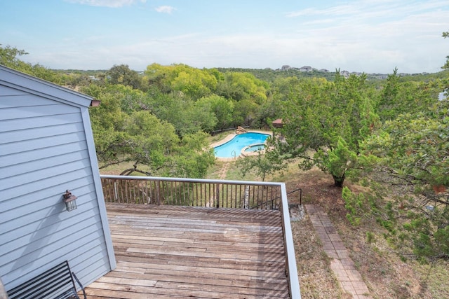 13601 Paisano Trl, Austin, TX 78737 - wooden deck featuring an outdoor pool