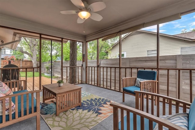 1701 Davis St, Taylor, TX 76574 - sunroom featuring a ceiling fan and plenty of natural light