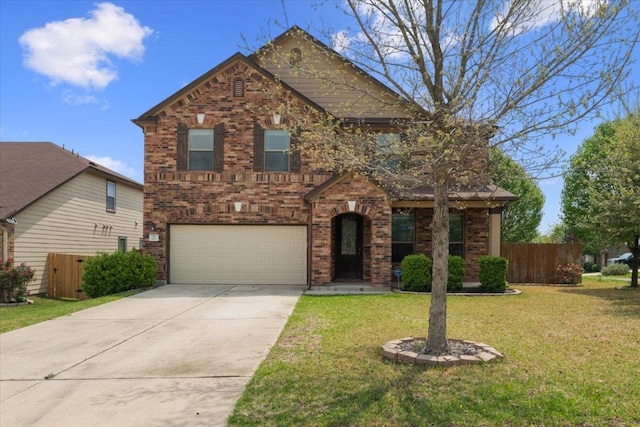 100 Matthews, Kyle, TX 78640 - traditional-style house with an attached garage, brick siding, and driveway