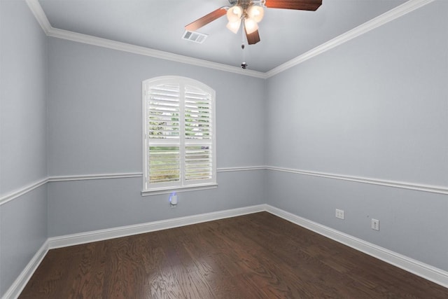 2015 Colina Cv, Cedar Park, TX 78613 - empty room with dark wood-type flooring, ceiling fan, and ornamental molding