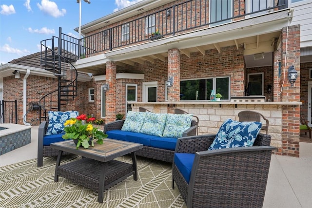 6605 Canon Wren Dr, Austin, TX 78746 - view of patio with a balcony and outdoor lounge area