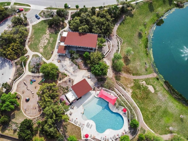 433 Chitalpa St, Leander, TX 78641 - drone / aerial view of a pool area and a large body of water