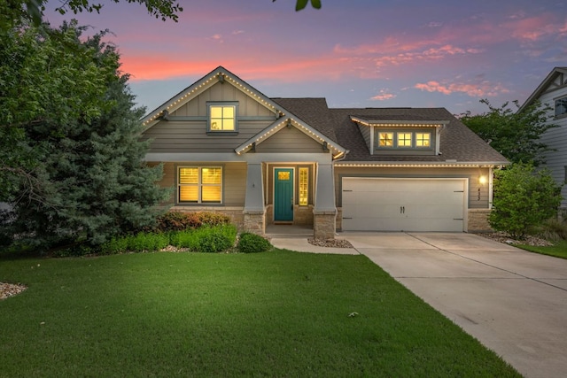 433 Chitalpa St, Leander, TX 78641 - craftsman-style house with concrete driveway, a front lawn, board and batten siding, a garage, and roof with shingles