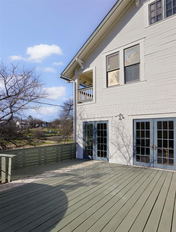 1313 W 9th 1/2 St, Austin, TX 78703 - wooden deck featuring french doors
