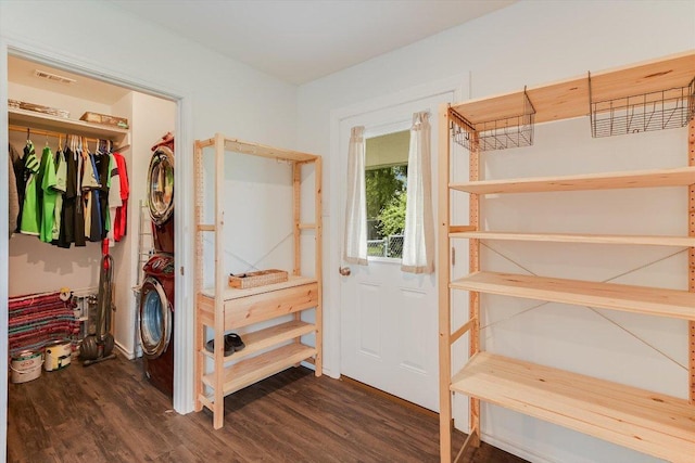 9106 Slayton Dr, Austin, TX 78753 - closet featuring stacked washer / dryer