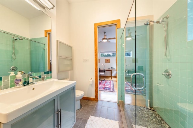 1902 Alegria Rd Unit B, Austin, TX 78757 - full bath featuring a stall shower, vanity, toilet, and ceiling fan