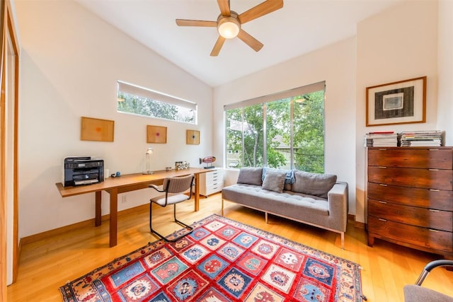 1902 Alegria Rd Unit B, Austin, TX 78757 - office space with wood finished floors, lofted ceiling, ceiling fan, and baseboards