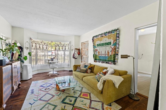 1403 Ashwood Rd, Austin, TX 78722 - living room featuring wood finished floors and a textured ceiling