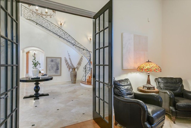 4646 Rockcliff Rd, Austin, TX 78746 - entryway featuring arched walkways and french doors