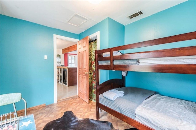 1713 S 5th St, Austin, TX 78704 - bedroom with attic access and baseboards