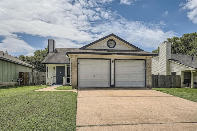 14487 Robert I Walker Blvd, Austin, TX 78728 - view of front of house with brick siding, driveway, a chimney, and an attached garage