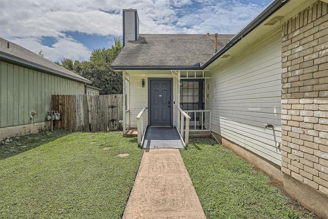 14487 Robert I Walker Blvd, Austin, TX 78728 - doorway to property with a chimney and roof with shingles